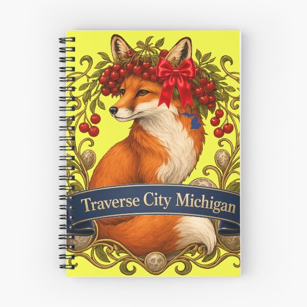 Item preview, Traverse City Fox & Cherries | Northern Michigan Artwork designed and sold by FreshWaterWares.