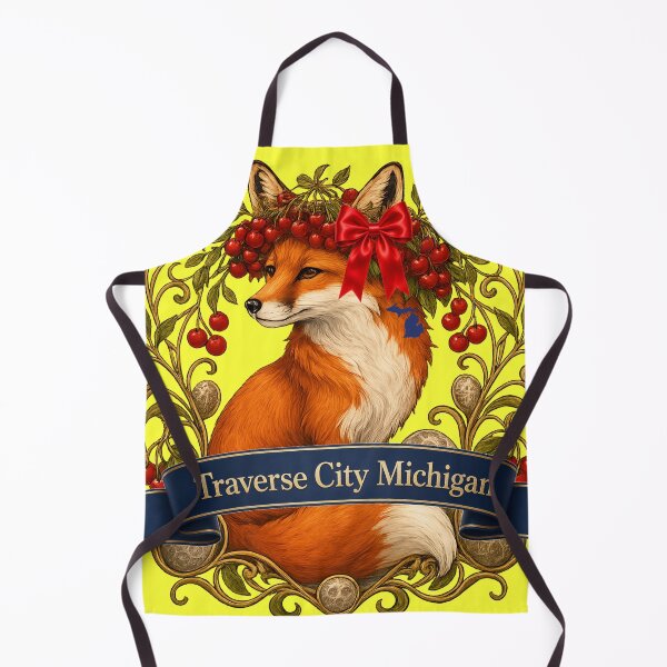 Item preview, Traverse City Fox & Cherries | Northern Michigan Artwork designed and sold by FreshWaterWares.