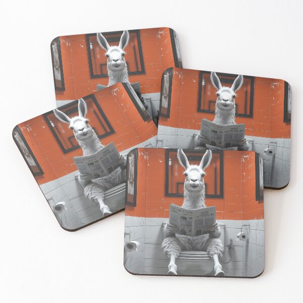 Item preview, Llama Toilet Restroom Newspaper Orange Tiles Bathroom Humor designed and sold by earlobejerk.
