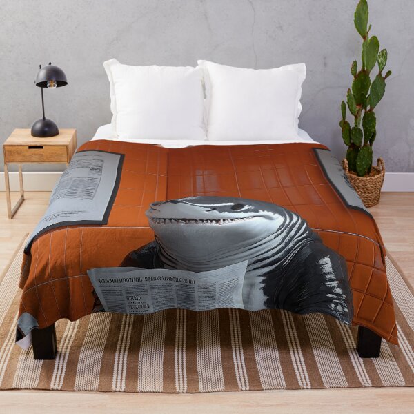 Item preview, Shark Newspaper Bathroom Humor Orange Tile Restroom Scene designed and sold by earlobejerk.