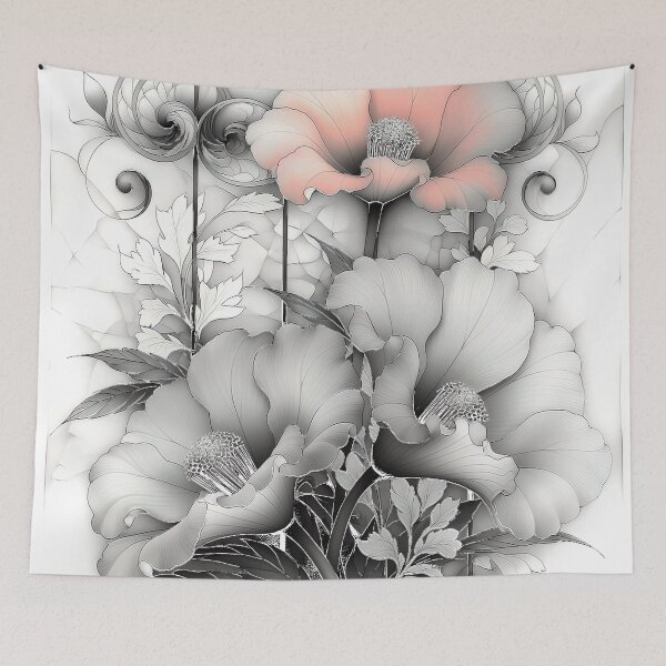 Item preview, The Blush Poppy in Monochrome designed and sold by bloorose.