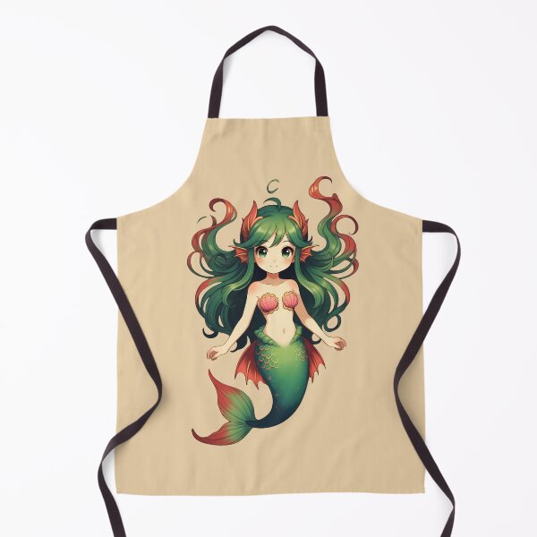 Item preview, Cute Anime Mermaid Girl Green and Coral Hair Illustration designed and sold by digitalbob60.