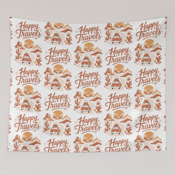 Item preview, Happy Travels – Retro Desert Road Trip Adventure designed and sold by Automotive Art by Greg.
