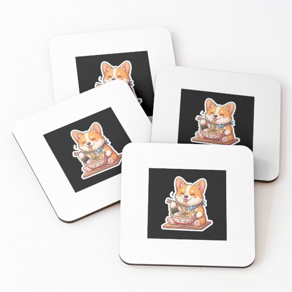 Item preview, Cute Kawaii Corgi Eating Ramen Japanese Noodle Sticker designed and sold by Ever Ether.