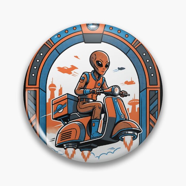 Item preview, Alien Delivery Guy Hover Scooter Retro Comic Graphic designed and sold by DuckOddity.