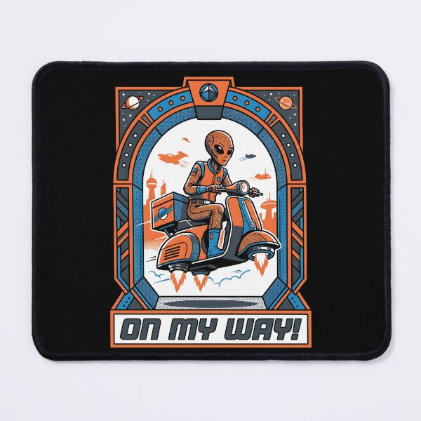 Item preview, Alien Delivery Guy Hover Scooter Retro Comic Graphic designed and sold by DuckOddity.