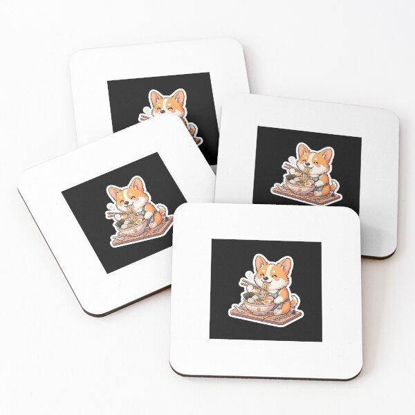 Item preview, Cute Kawaii Corgi Eating Ramen Japanese Noodle Sticker designed and sold by Ever Ether.