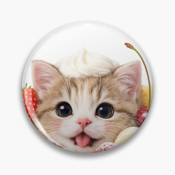 Item preview, Cute Cat Fruit Tart Realistic Kawaii Dessert Cat Design designed and sold by ArtPrintPov.