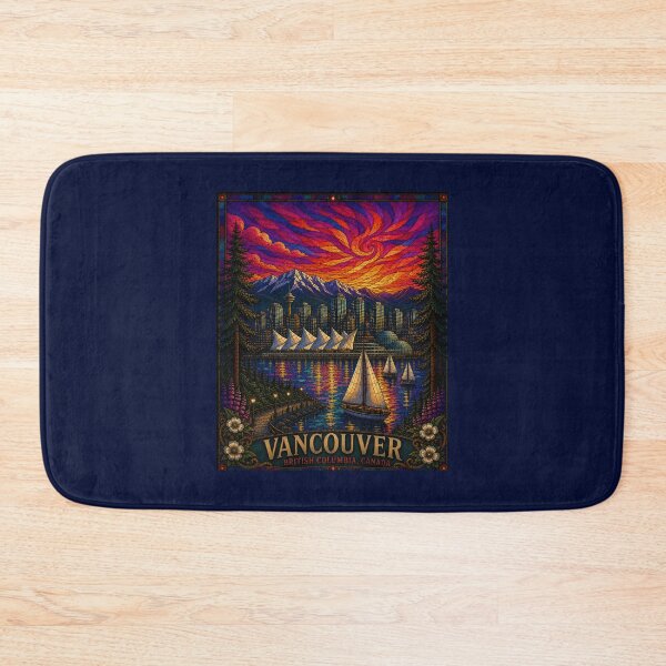 Item preview, Vancouver British Columbia Canada Stained Glass Travel Poster | Vintage City Wall Art designed and sold by Swanny's Custom T-shirt and Gift Designs.