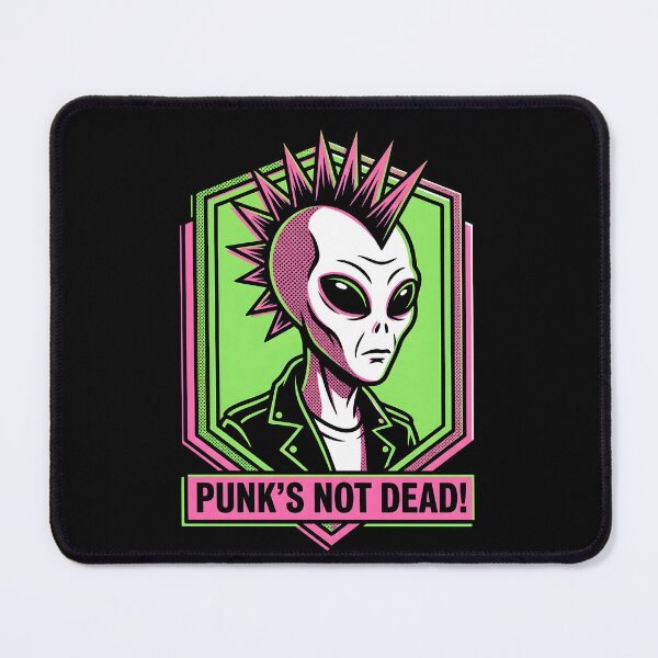 Item preview, Alien Punk Rocker Spiked Mohawk Punks Not Dead Graphic designed and sold by DuckOddity.