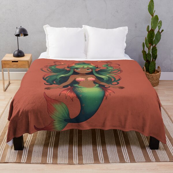 Item preview, Cute Anime Mermaid Chibi Green Hair Coral Tail designed and sold by digitalbob60.