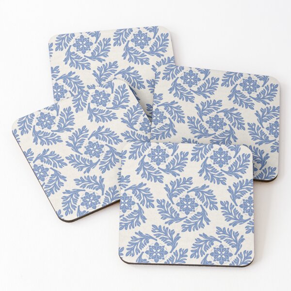 Item preview, Medieval Gothic Botanical Pattern in Cornflower Blue | French Country Floral Quatrefoil Design designed and sold by HannahGinn.Design.