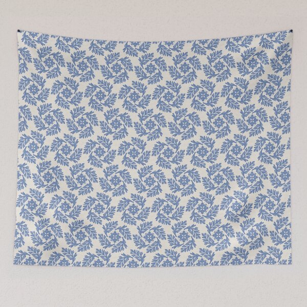 Item preview, Medieval Gothic Botanical Pattern in Cornflower Blue | French Country Floral Quatrefoil Design designed and sold by HannahGinn.Design.
