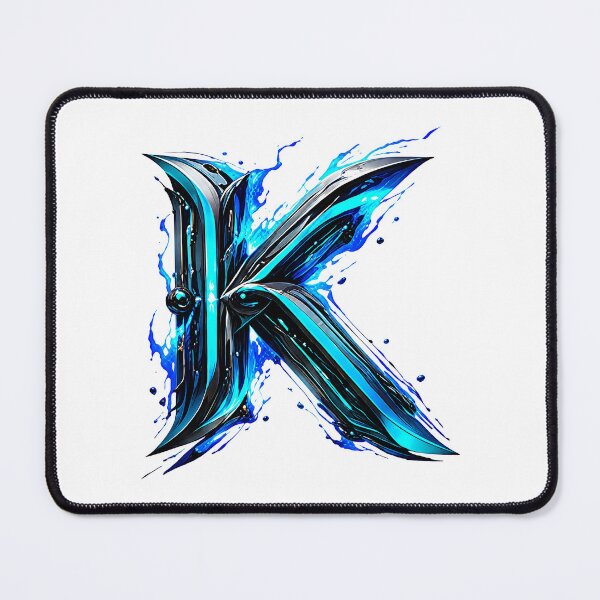 Item preview, AquaFlare Cipher The Teal Inferno Letter K designed and sold by BlissBlvdShop.