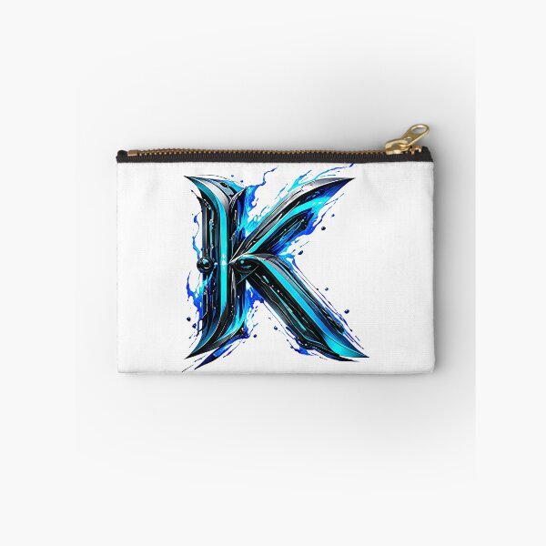 Item preview, AquaFlare Cipher The Teal Inferno Letter K designed and sold by BlissBlvdShop.
