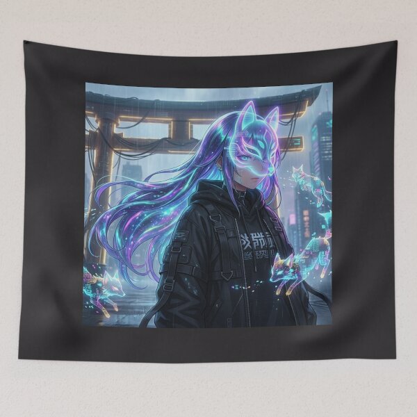 Item preview,  Cyber-Kitsune Spirit - Digital Folklore Techwear  designed and sold by claudia6666.