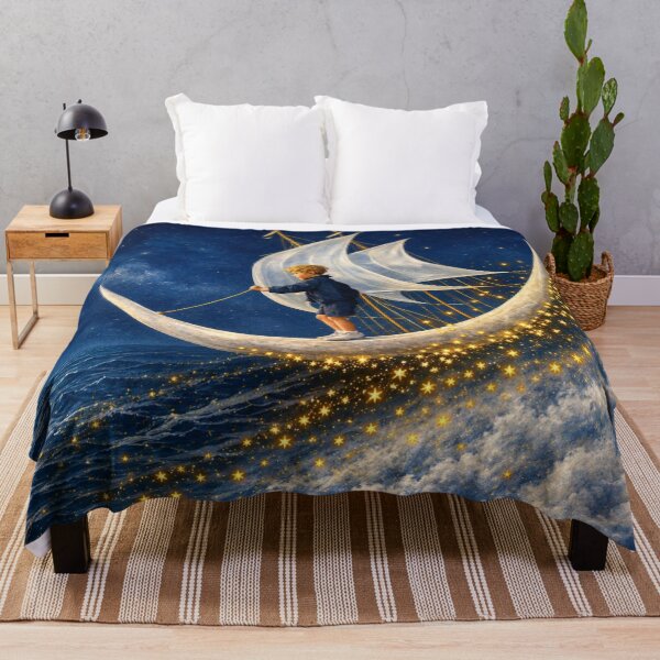 Item preview, Moon Sailing Wall Art – Whimsical Child Illustration for Nursery Decor designed and sold by RickE.