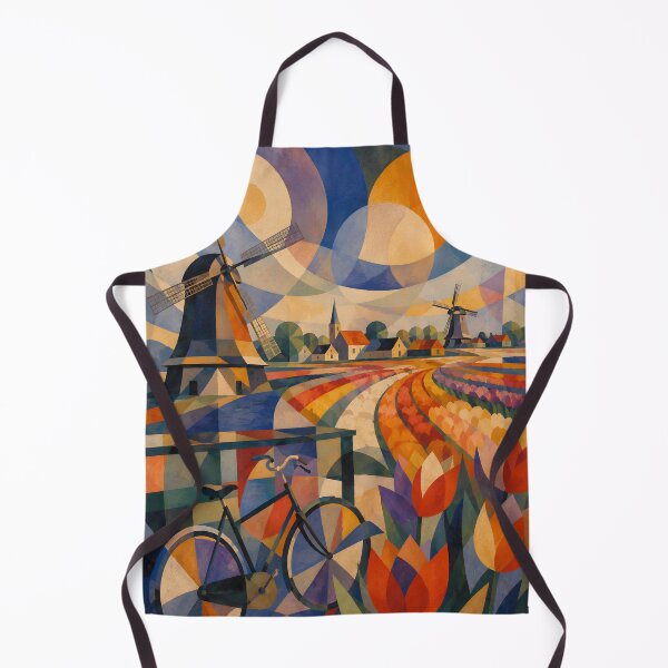Item preview, Colorful Dutch Windmills, Tulip Fields and Bicycle – Geometric Netherlands Art designed and sold by GutyzDesignsES.