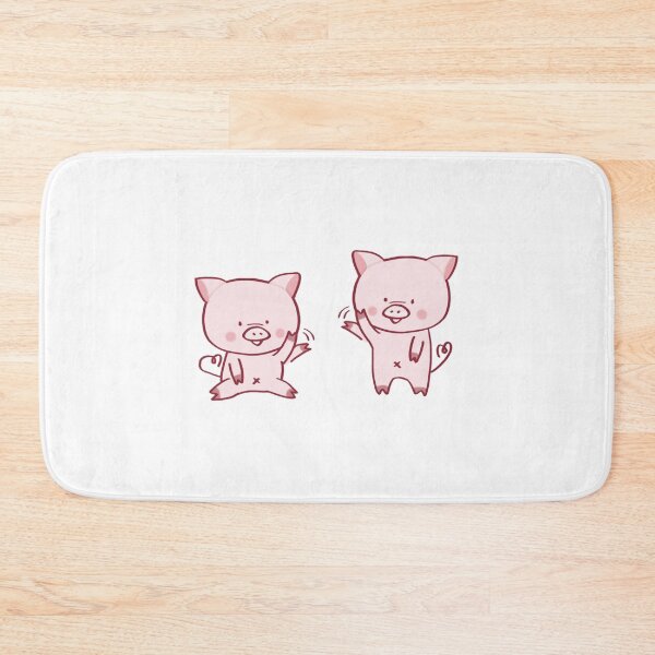Item preview, Cute Pig Waving Kawaii Pink Piglet Pair Cartoon Illustration designed and sold by Ballooonfisher.