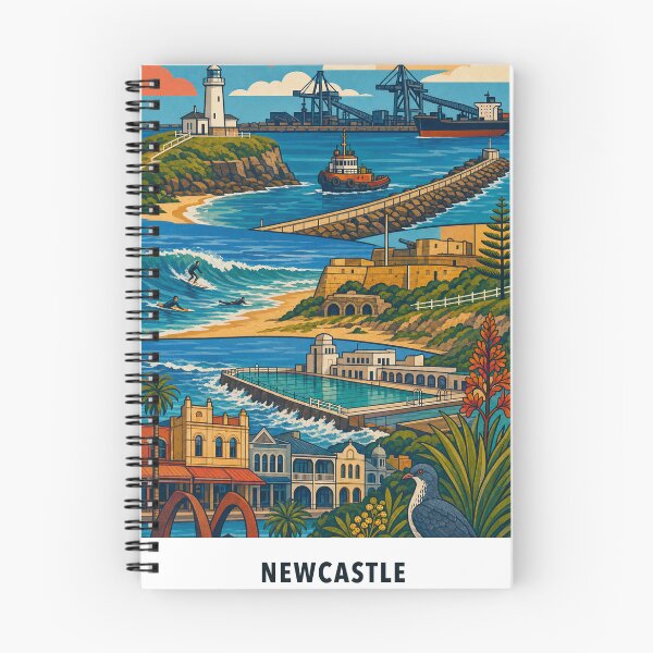 Item preview, Newcastle Lighthouse Harbour Fort Scratchley and Ocean Baths designed and sold by Print My Town.