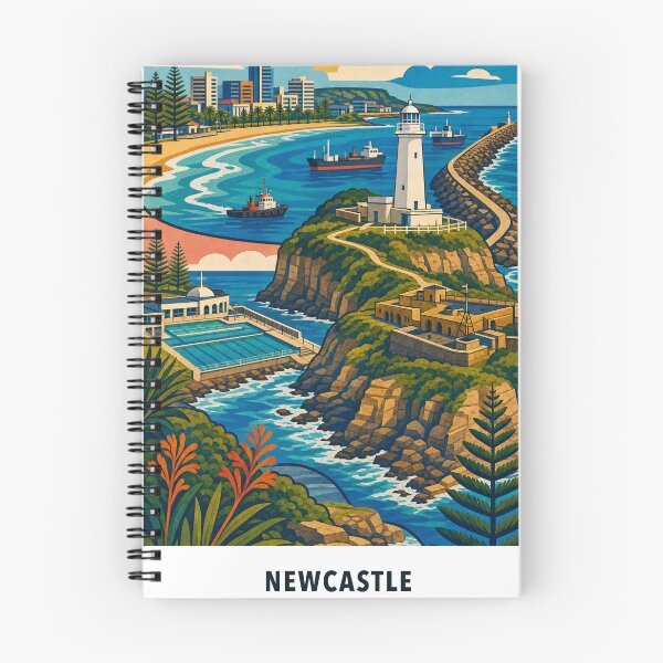 Item preview, Newcastle Nobbys Lighthouse Breakwall Baths and Fort Scratchley designed and sold by Print My Town.