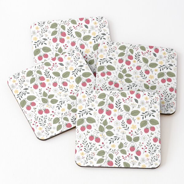 Item preview, Raspberries and Yellow Flowers Modern Surface Pattern designed and sold by TackyTime.