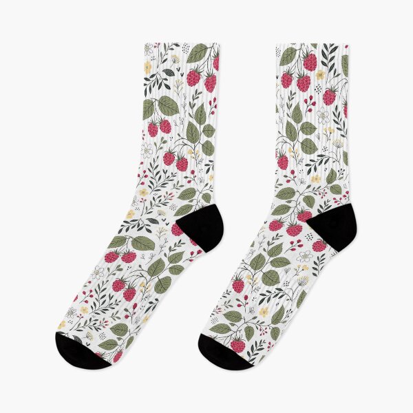 Item preview, Raspberries and Yellow Flowers Modern Surface Pattern designed and sold by TackyTime.