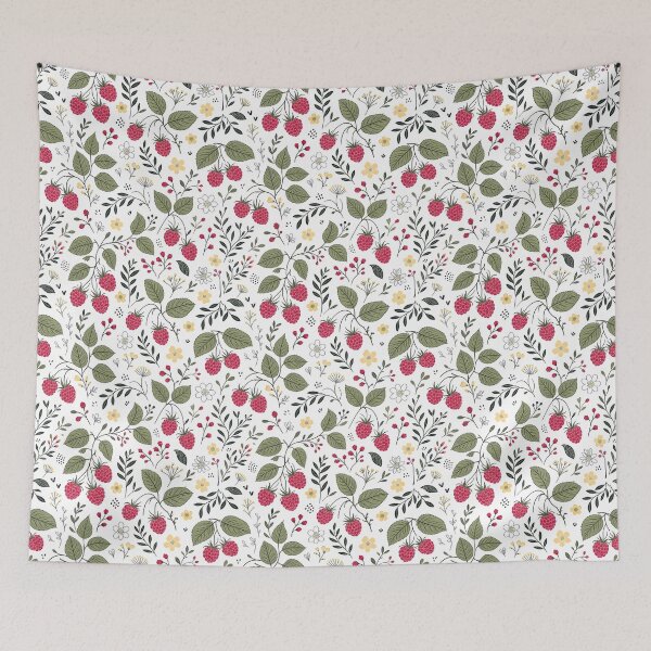 Item preview, Raspberries and Yellow Flowers Modern Surface Pattern designed and sold by TackyTime.