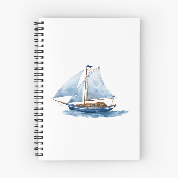 Item preview, Blue Sailboat Watercolor Art | Nautical Coastal Boat Illustration with Classic Navy Border designed and sold by Ramona-Gliga.