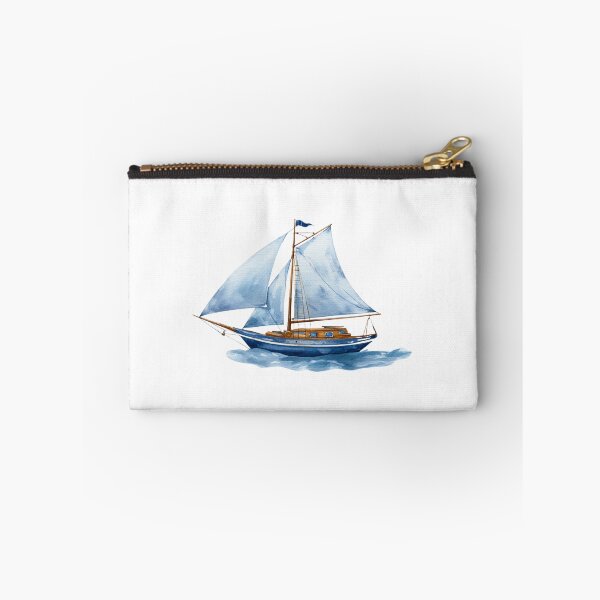 Item preview, Blue Sailboat Watercolor Art | Nautical Coastal Boat Illustration with Classic Navy Border designed and sold by Ramona-Gliga.