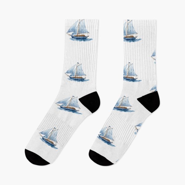 Item preview, Blue Sailboat Watercolor Art | Nautical Coastal Boat Illustration with Classic Navy Border designed and sold by Ramona-Gliga.