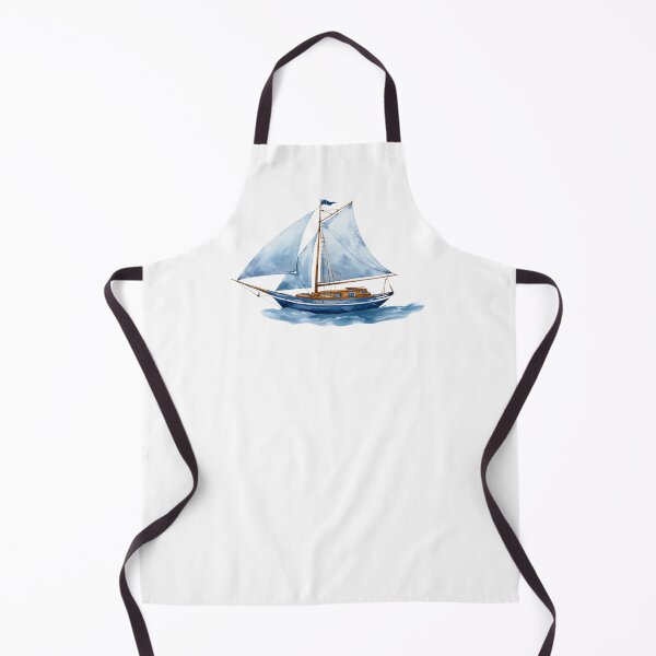 Item preview, Blue Sailboat Watercolor Art | Nautical Coastal Boat Illustration with Classic Navy Border designed and sold by Ramona-Gliga.