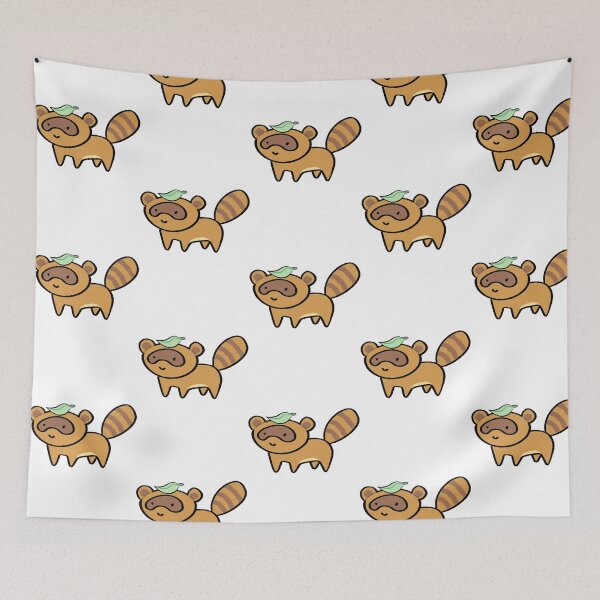 Item preview, Cute Raccoon With Leaf Kawaii Japanese Tanuki Art Design designed and sold by Ballooonfisher.
