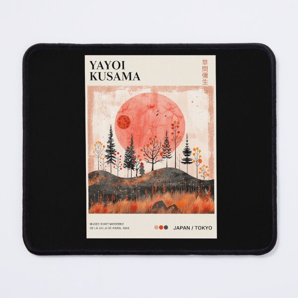 Item preview, Yayoi Kusama Red Sun Poster Print 1993 - Japanese Landscape Wall Art, Tokyo Red Moon Tree Silhouette Decor designed and sold by HappyGrandmaUB.