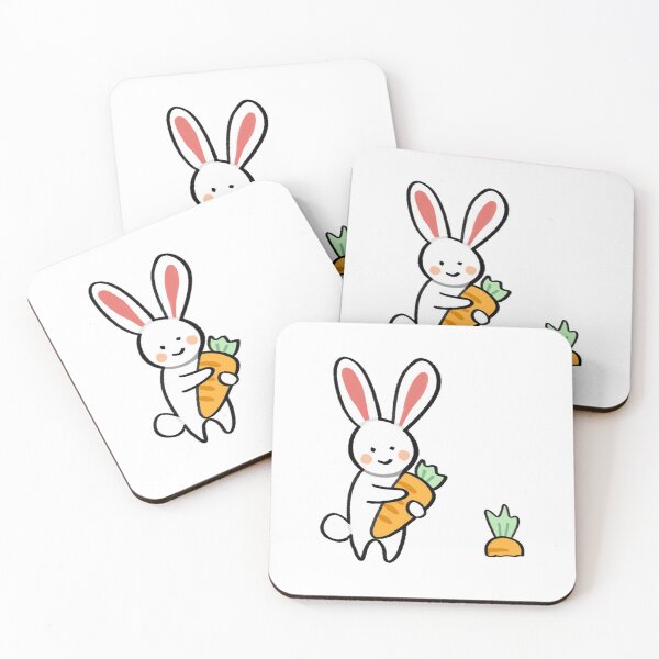 Item preview, Cute Rabbit Kawaii White Bunny Holding Huge Carrot Art designed and sold by Ballooonfisher.