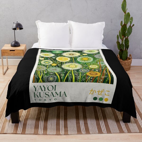 Item preview, Yayoi Kusama Dandelion Poster - Green Yellow Flower Polka Dot Wall Art Print, Tokyo Botanical Decor designed and sold by MorningJoco.