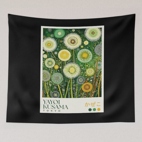 Item preview, Yayoi Kusama Dandelion Poster - Green Yellow Flower Polka Dot Wall Art Print, Tokyo Botanical Decor designed and sold by MorningJoco.