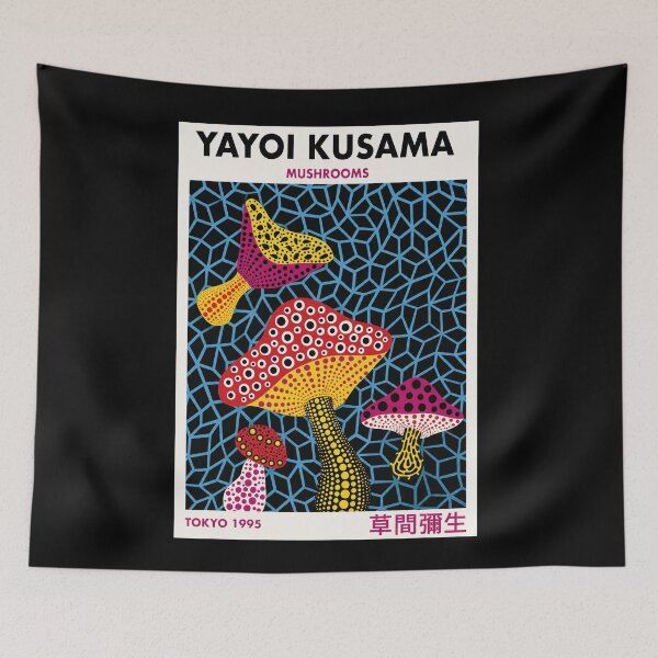 Item preview, Yayoi Kusama Mushrooms Poster 1995 - Colorful Polka Dot Mushroom Wall Art Print, Tokyo Psychedelic Decor designed and sold by HappyGrandmaUB.
