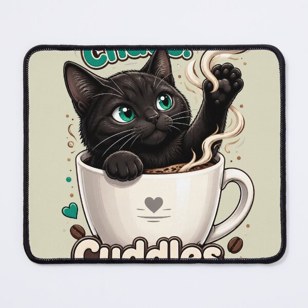 Item preview, Caffeine Chaos Cuddles Repeat Black Cat Coffee designed and sold by Feral Feline.