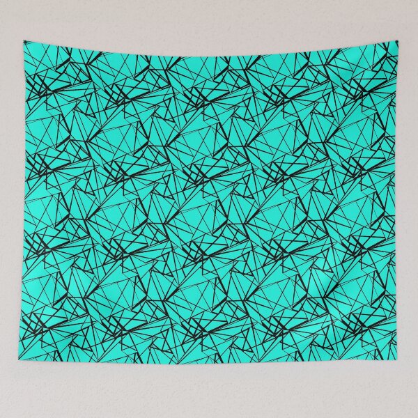Item preview, Black lines on turquoise background geometry designed and sold by fuzzyfox.