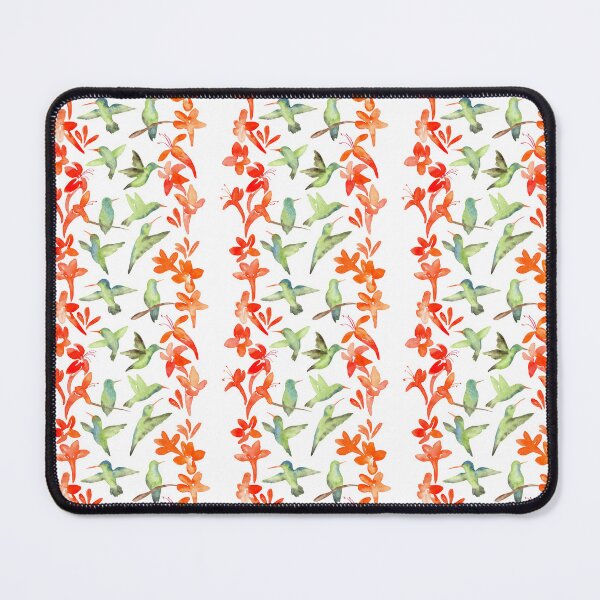 Item preview, Watercolor Hummingbirds and Honeysuckle Flowers Pattern designed and sold by andrebalest.art.