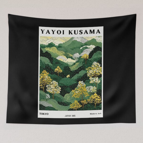 Item preview, Yayoi Kusama Mountain Landscape Poster 1985 - Green Japanese Hills Wall Art Print, Tokyo Modern Art Decor designed and sold by HappyGrandmaUB.