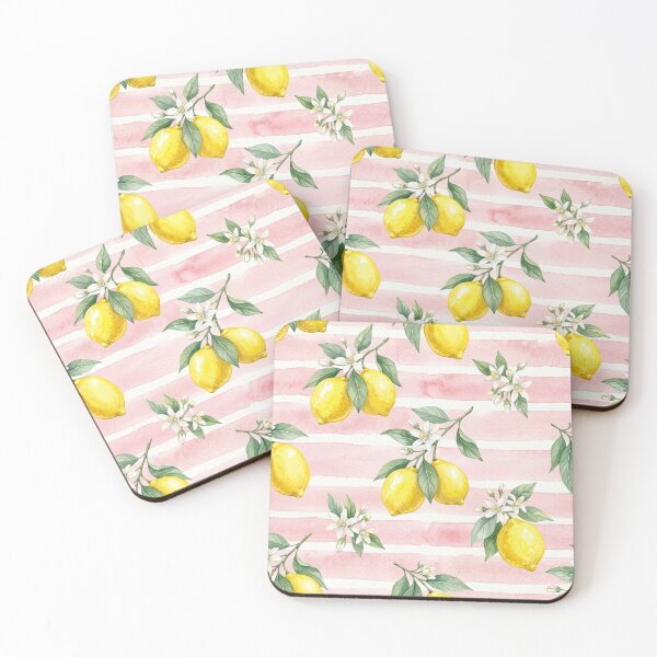Item preview, Watercolor Lemons on Pink Stripes designed and sold by Shivi-designs.