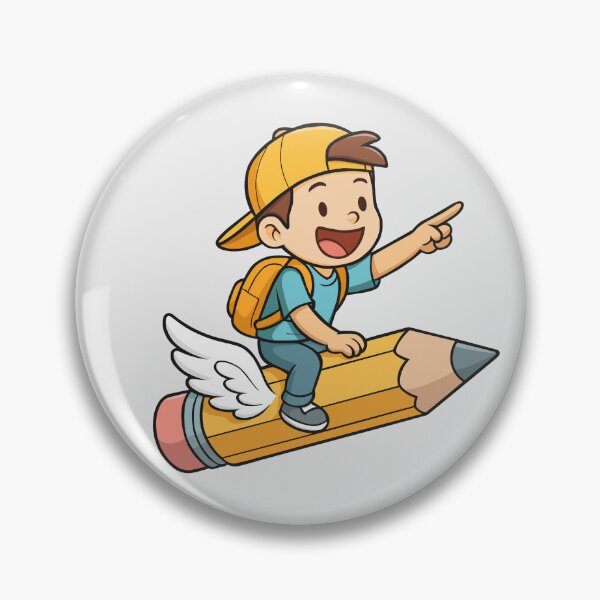 Item preview, Cute Boy Flying on Magic Pencil | Creative Student Cartoon Sticker designed and sold by Grapyziip.