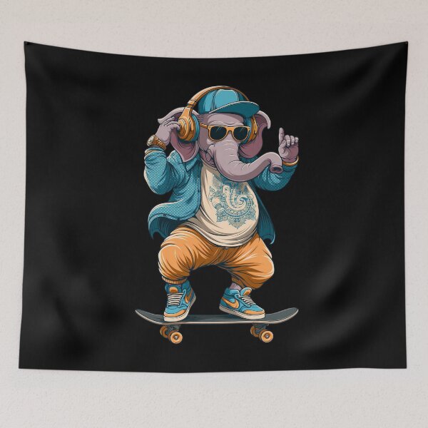 Item preview, Cool Streetwear Elephant Standing on Skateboard Green Hoodie Pop Art designed and sold by PANNARUK THAILAND.