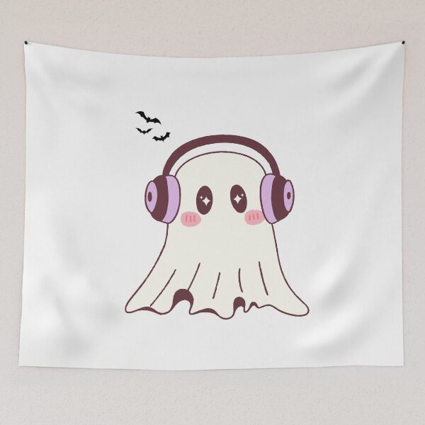 Item preview, Cute Kawaii Ghost with Headphones Halloween Design designed and sold by سله أرت.