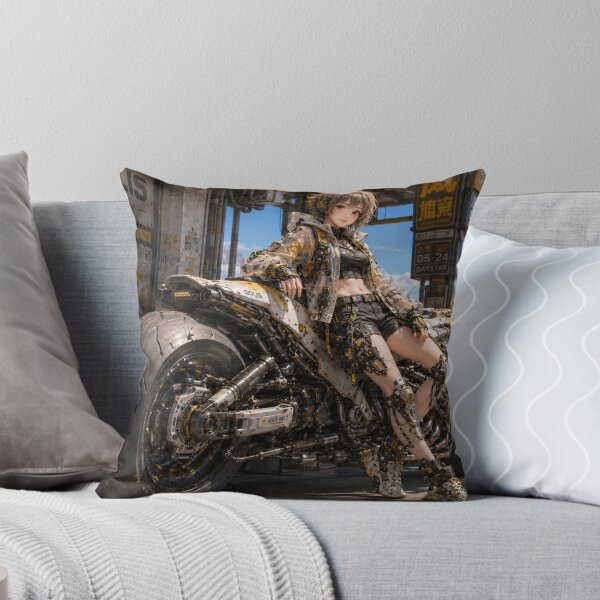 Item preview, Cyberpunk Anime Girl with Sci-Fi Motorcycle in Futuristic City designed and sold by Japan-kanji-ya.