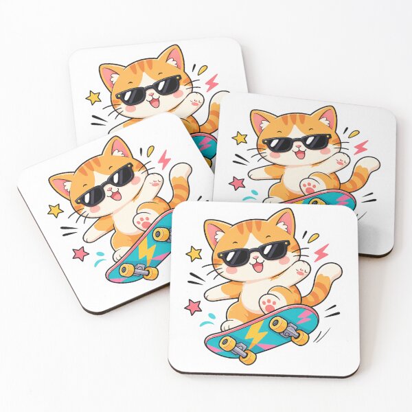 Item preview, Cute Cat – Kitten Riding a Skateboard designed and sold by Vexorask.