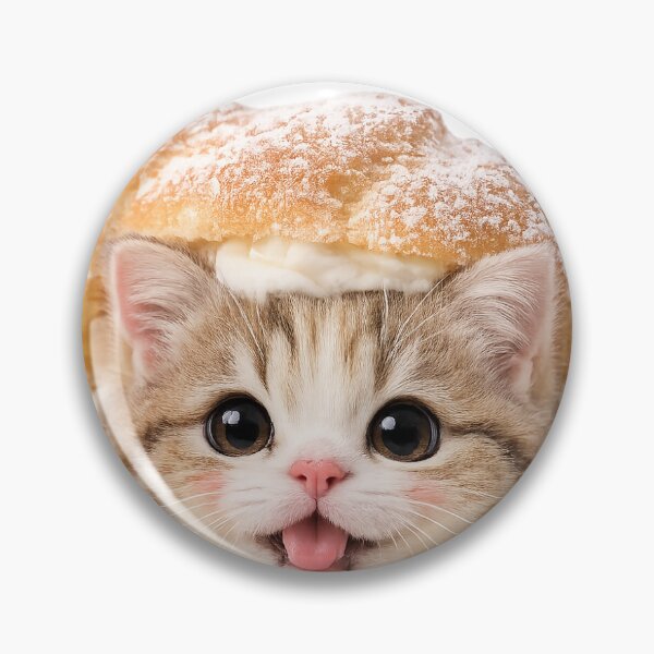 Item preview, Cute Cat Cream Puff Dessert Realistic Kawaii Animal Illustration designed and sold by ArtPrintPov.