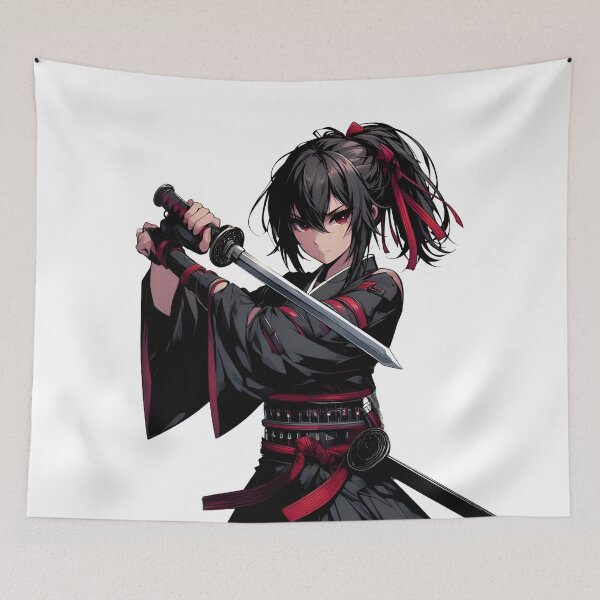 Item preview, Anime Epic Japanese Samurai Warrior – Female Katana Fighter Aesthetic Design designed and sold by Lag-Threads.